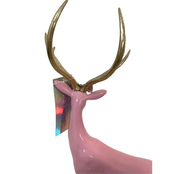 Rachel Zoe Pink Resin Christmas 14.75" Reindeer with Rhinestone Bow New - Picture 5 of 9